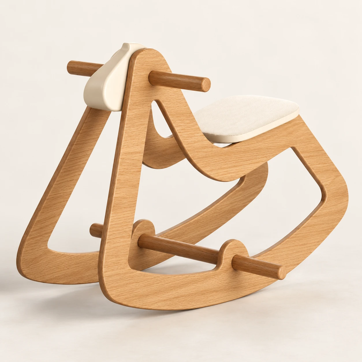 Baby Rockers in warm oak and cream on an ivory background